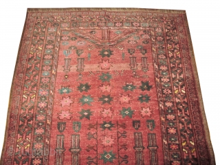 

Beshir prayer Turkmen, knotted mid 20th century, 88 x 126 cm, ID: BTS-14
Prayer design, the knots are hand spun wool, the black knots are oxidized, thick pile in good condition. The knots,  ...