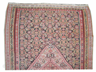 

Senneh kilim Persain, woven circa 1890 antique, collectors item, 128 x 196 cm, ID: A-943
Vegetable dyes, the weft threads are hand spun wool, both sides are usable, very finely woven with hand  ...