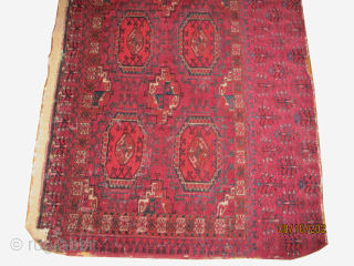 Turkmen tschwal knotted circa 1915 antique, collectors item, 77 x 123 cm, ID: RSZ-4
 the black knots are oxidized, the knots are hand spun lamb wool, the warp and the knots are  ...