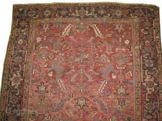 Heriz Persian circa 1925, semi antique, size: 230 x 300 cm,  carpet ID: ROB-1
Vegetable dyes, the knots are hand spun wool, allover design, minor places the pile is slightly used.  