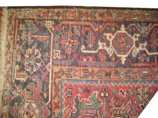 Heriz Persian circa 1925, semi antique, size: 230 x 300 cm,  carpet ID: ROB-1
Vegetable dyes, the knots are hand spun wool, allover design, minor places the pile is slightly used.  