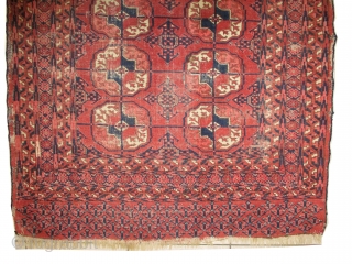 
Tekke Boukhara Turkmen knotted circa in 1880 antique, collectors item, 89 x 107cm, carpet ID: MAM-13
The knots, the warp and the weft threads are hand spun lamb wool. The black knots are  ...