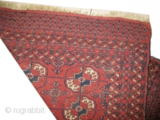 
Tekke Boukhara Turkmen knotted circa in 1880 antique, collectors item, 89 x 107cm, carpet ID: MAM-13
The knots, the warp and the weft threads are hand spun lamb wool. The black knots are  ...