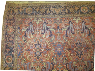 
	

Heriz Persian, knotted circa in 1920 antique,  348 x 242 (cm) 11' 5" x 7' 11"  carpet ID: P-2070
The black color is oxidized, the knots are hand spun wool, the  ...