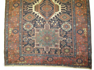 

Karadja Persian, knotted circa 1905, antique, collectors item, 144 x 200 cm, ID: K-2376
The black knots are oxidized, the knots are hand spun wool, the shirazi borders are woven on two lines  ...