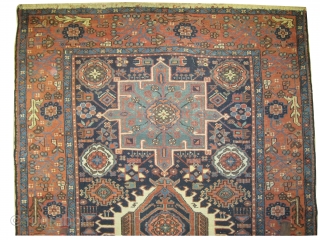 

Karadja Persian, knotted circa 1905, antique, collectors item, 144 x 200 cm, ID: K-2376
The black knots are oxidized, the knots are hand spun wool, the shirazi borders are woven on two lines  ...
