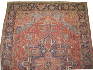 	

Serapi Heriz Persian circa 1910 antique. Size: 232 x 316 (cm) 7' 7" x 10' 4"  carpet ID: P-6096
Vegetable dyes, the black color is oxidized, the knots are hand spun wool,  ...