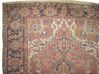 Heriz Persian circa 1910 antique.  Size: 342 x 222 (cm) 11' 3" x 7' 3"  carpet ID: P-6124
Vegetable dyes, the black color is oxidized, the knots are hand spun wool,  ...