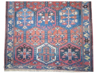 

Bakhtiari Persian knotted, 203 x 129 (cm) 6' 8" x 4' 3"  carpet ID: K-3551
The knots are hand spun wool, the black knots are oxidized, the pile is uniformly short, in  ...