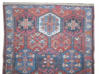 

Bakhtiari Persian knotted, 203 x 129 (cm) 6' 8" x 4' 3"  carpet ID: K-3551
The knots are hand spun wool, the black knots are oxidized, the pile is uniformly short, in  ...