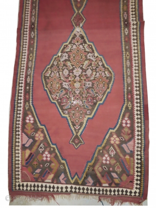 
Bidjar kilim Persian, woven circa in 1910 antique, collectors item, 416 x 118 cm,  carpet ID: MAM-14
The warp and the weft threads are wool, three holes to be repaired, rare example  ...