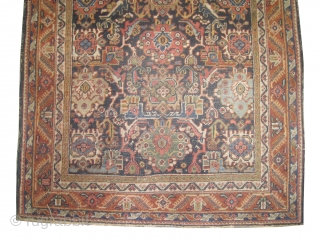 

Mahal Persian knotted circa in 1925, semi antique, 200 x 132 cm  carpet ID: K-3546
The knots are hand spun wool, the black knots are oxidized, the background color is indigo and  ...