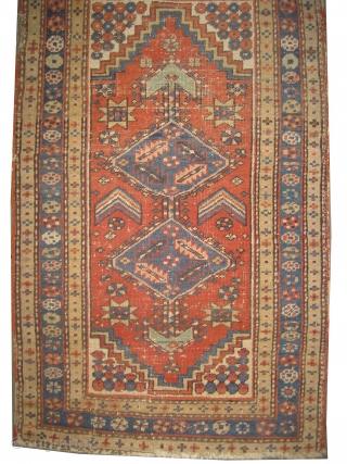 Heriz Persian knotted circa in 1920 antique, 140 x 83 cm  carpet ID: K-3804
The knots are hand spun wool, the black knots are oxidized, certain places the pile is slightly short,  ...