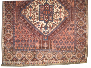  	

Afshar Persian circa 1920 antique. Collector's item, Size: 139 x 128 (cm) 4' 7" x 4' 2" 
 carept ID: K-599
Vegetable dyes, the brown color is oxidized, the knots are hand  ...