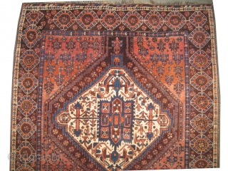  	

Afshar Persian circa 1920 antique. Collector's item, Size: 139 x 128 (cm) 4' 7" x 4' 2" 
 carept ID: K-599
Vegetable dyes, the brown color is oxidized, the knots are hand  ...