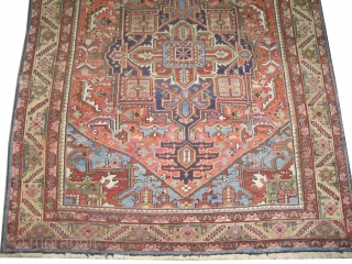 

Serapi Heriz Persian, knotted circa in 1880, antique, collector's item,  296 x 231 (cm) 9' 8" x 7' 7"  carpet ID: P-3019
The knots are hand spun lamb wool, the black  ...