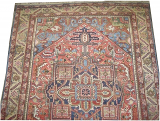 

Serapi Heriz Persian, knotted circa in 1880, antique, collector's item,  296 x 231 (cm) 9' 8" x 7' 7"  carpet ID: P-3019
The knots are hand spun lamb wool, the black  ...