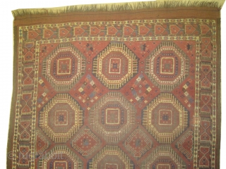 Beshir Turkmen knotted circa in 1885 antique, collectors item, 294 x 153 cm  carpet ID: K-3544
Part of the pile is slightly short, the warp and the weft threads are wool, the  ...