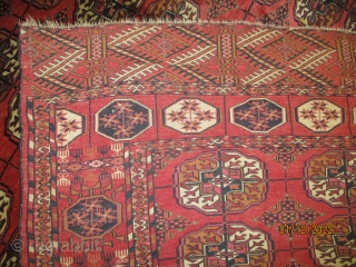 Tekke Boukhara Turkmen, knotted circa in 1910 antique, 192 x 245 cm  carpet ID: K-4970
In good condition except one corner slightly used place.         