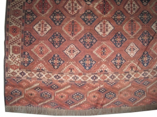 

Tschaudor Turkmen knotted circa in 1870 antique, collectors item. 330 x 197 cm 
 carpet ID: P-3516
In good condition, minor places the pile is used, the knots are hand spun lamb wool,  ...