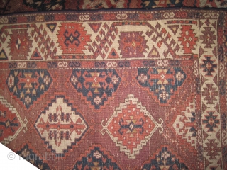 

Tschaudor Turkmen knotted circa in 1870 antique, collectors item. 330 x 197 cm 
 carpet ID: P-3516
In good condition, minor places the pile is used, the knots are hand spun lamb wool,  ...