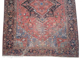 

Serapi-Heriz Persian knotted circa in 1905 antique, collectors item, 315 x 228 cm 
 carpet ID: P-4609
The knots are hand spun lamb wool, the black knots are oxidized, the selvages are woven  ...