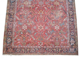 

Heriz Persian knotted circa in 1922 antique, 320 x 230 cm  carpet ID: P-4733
The black knots are oxidized, the knots are hand spun wool, the selvages are woven on two lines  ...