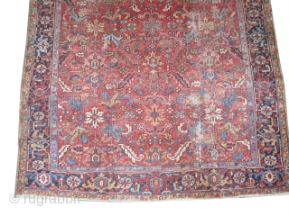 

Heriz Persian knotted circa in 1922 antique, 320 x 230 cm  carpet ID: P-4733
The black knots are oxidized, the knots are hand spun wool, the selvages are woven on two lines  ...