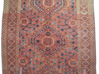 

Beshir Turkmen knotted circa in 1880 antique, collectors item, 323 x 160 cm  carpet ID: P-5103
The black knots are oxidized. The knots, the warp and the weft threads are lamb wool.  ...