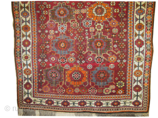 
Gabbeh Nomad Persian, knotted circa 1940 semi antique,  collectors item, 126 x 220 cm, ID: SA-1233
The warp and the weft threads are mixed with wool and goat hair, the knots are  ...