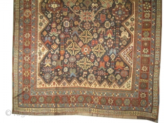 Qashqai Persian, circa 1910 antique, collectors item, Size: 134 x 204cm,  Carpet ID: 0001
Vegetable dyes, the black color is oxidized, the knots are hand spun wool, all over designthe background is  ...