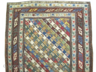  Gendja Caucasian circa 1900 antique. Collector's item, Size: 181 x 95 (cm) 5' 11" x 3' 1"  carpet ID: K-3543
Vegetable dyes, the warp and the weft threads are 100% wool,  ...