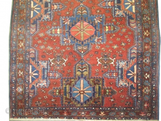 	

Karadja Persian knotted circa in 1915 antique. 144 x 115 (cm) 4' 9" x 3' 9"  carpet ID: K-5273
The background color is dark terracotta, high pile, in perfect condition, fine knotted,  ...