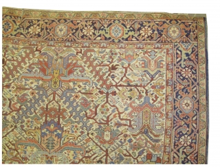 Heriz Persian circa 1915 antique. Size: 334 x 258 (cm) 10' 11" x 8' 6"  Carpet ID: P-5240
Vegetable dyes, all over design, the background color is ivory, the surrounded large border  ...