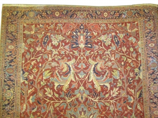  Heriz Persian circa 1895 antique.  Size: 362 x 265 (cm) 11' 10" x 8' 8"  carpet ID: P-6123 
Vegetable dyes, the black color is oxidized, the knots are hand  ...