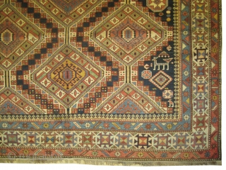 Shirvan Caucasian knotted circa in 1915 antique. . 341 x 172 (cm) 11' 2" x 5' 8"  carpet ID: V-28 
In perfect condition, high pile, the black color is oxidized, the  ...