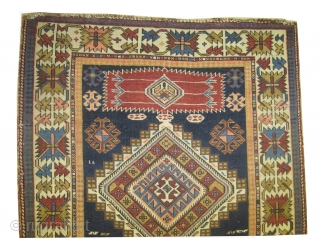 
Shirvan Caucasian, knotted circa in 1915, antique,193 x 116 (cm) 6' 4" x 3' 10"  carpet ID: K-4057
The black knots are oxidized, the knots are hand spun wool, the warp threads  ...