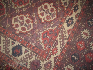 

Tschaudor Turkmen , 19th cwntury antique, collectors item. 360 x 238 cm  carpet ID: K-3187
The warp and the weft threads are wool, the black knots are oxidized, the knots are hand  ...