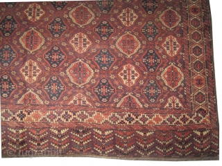 

Tschaudor Turkmen knotted 19th century, collectors item, 368 x 225 cm  carpet ID: P-4474
High pile, three big holes to be repaired, the knots are hand spun wool, the brown knots are  ...