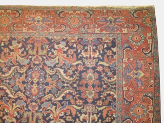 

Beshmeshed Heriz Persian knotted circa 1905 antique, collectors item, 335 x 272 cm 
 carpet ID: P-5967
The black knots are oxidized, the knots are hand spun lamb wool, all over design, the  ...