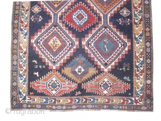 
Shirvan Caucasian circa 1905 antique and signed. Collector's item, Size: 310 x 160 (cm) 10' 2" x 5' 3"  carpet ID: H-267 
The knots are hand spun lamb wool, the shirazi  ...