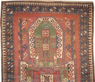 


Sevan kazak Caucasian knotted circa in 1865 antique, collector's item, 245 x 164 (cm) 8'  x 5' 5"  carpet ID: K-3188
The black knots are oxidized, both edges are finished with  ...