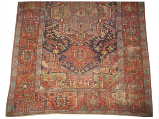 

Serapi Heriz Persian knotted circa 1870 antique, collectors item, 200 x 300 cm, ID: P-3709
Vegetable dyes, the black knots are oxidized, the knots are hand spun lamb wool, the background color is  ...