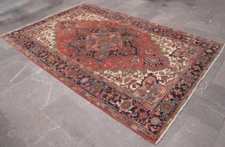 Rug# 6500, Antique Heriz, circa 1900, collectable, restored, in immaculate condition. Persia, size 315×204 cm 
Cheap freight to anywhere in the world can be arranged.
Melbourne-Australia
www.majidcarpets.com        