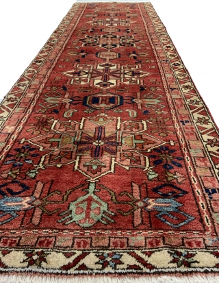 Rug# 10234, Karajeh- Heriz, c.1940, immaculate condition, cottage weave, Eastern Azerbaijan region, Persia, size 300x90 cm.
international freight can be arranged. 
inq: +61412378798           