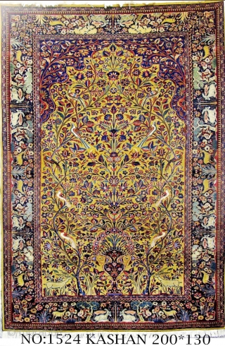 Rug no: 1524
Persian Kashan, Tree of life design, circa 1910, Super fine, immaculate condition. 100% natural vegetable dyes. SOLD ON NOVEMBER 20           