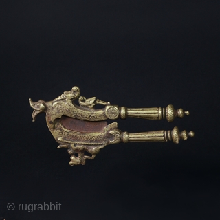 Areca nut cutter, brass.
These single-bladed hinged instruments in the form of tongs were used to cut slices of areca nut used in the preparation of betel, a stimulant like tobacco, which is  ...