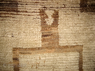Early and archaic Karapinar prayer rug, approx 4.3 x 4.7 feet (124 x 138 cm), circa 1800-50. No reweaves. Heavy oxidation as shown.          