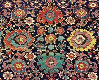 An important N.W. Persian carpet, measuring 9.6 x 23.3 feet (2.90x7.10m). Woven near the end of the Zand or beginning of the Qajar Dynastic periods, ca 1775-1800. Of the same heritage and  ...