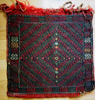 BARGAIN BITS! These unusual and collectible antique items are available at $275 for the pair, plus shipping. 

Pair of Yuncu or Karakecili sumak bags (heybe) Great wool and dyes.    